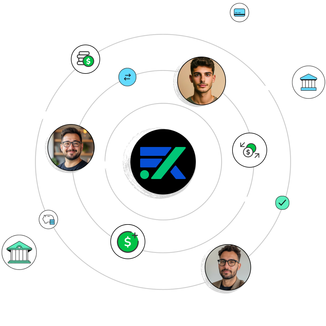 Join FXSensor Community - Trading illustration with financial icons